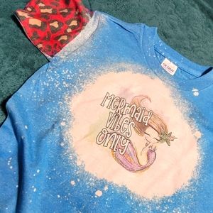 Mermaid 🧜‍♀️ Vibes Only Leopard Print Sleeved Boutique Tshirt, 5T - NWOT